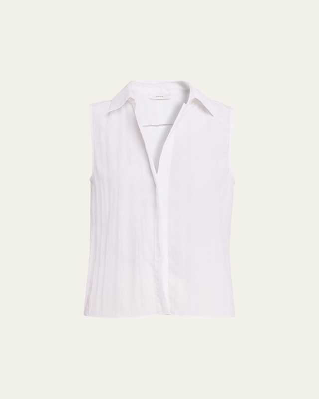 Sleeveless Boxy Button-Front Shirt